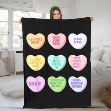 Discover Teacher Valentines Day Conversation Heart School Fleece Blankets