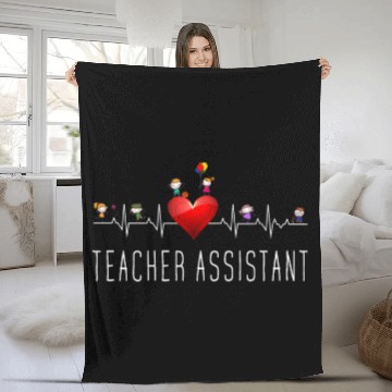 Discover Teacher Assistant Heartbeat Kindergarten Fleece Blankets