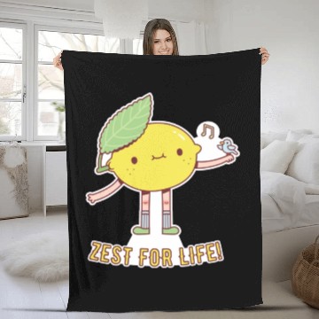 Discover Cute Lemon and Bird Zest For Life Fleece Blankets