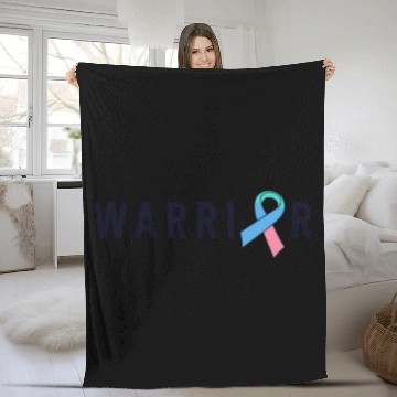 Discover Thyroid Cancer Warrior Men Pink Blue Teal Ribbon Fleece Blankets