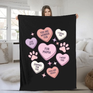 Discover My Dog Is My Valentine Conversation Hearts Fleece Blankets