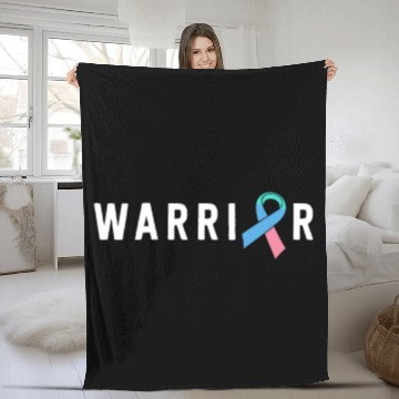 Discover Thyroid Cancer Warrior Men Pink Blue Teal Ribbon Fleece Blankets