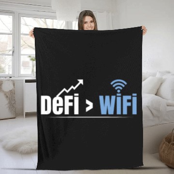 Discover DeFi Over WiFi Funny Crypto Bitcoin Fleece Blankets