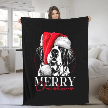Discover Santa Saint Bernard Dog Christmas Wilsigns Fleece Blankets