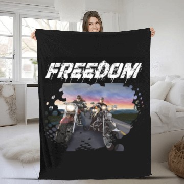 Discover Freedom on the motorcycle Fleece Blankets