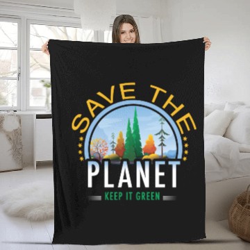 Discover Save the planet keep it green Fleece Blankets