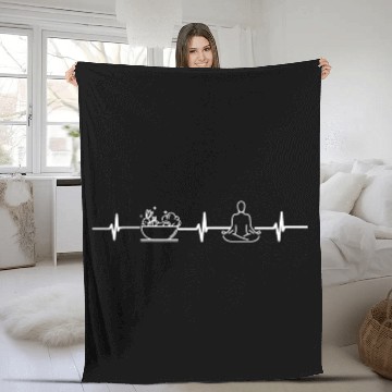 Discover Eat more plants do more yoga heart beat Fleece Blankets