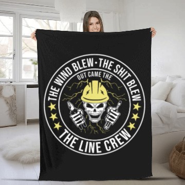 Discover Funny Electrical Lineman Saying Thank A Lineman Fleece Blankets