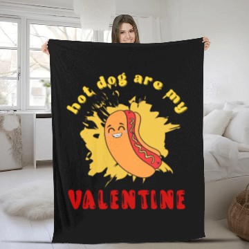 Discover hot dog are my valentine Fleece Blankets