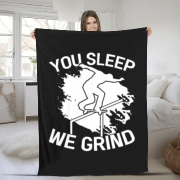 Discover You Sleep We Grind Skate Skateboard Skateboarder Fleece Blankets