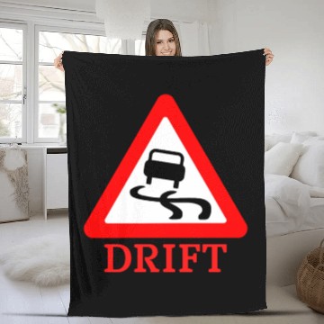 Discover Drift road sign car guy sign Fleece Blankets