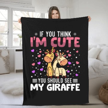 Discover Giraffe Heart Valentine's Day Animal For Womens Fleece Blankets