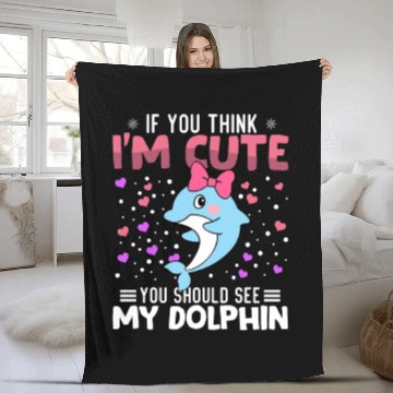 Discover Dolphin Heart Valentine's Day Animal For Womens Fleece Blankets