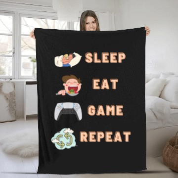 Discover sleep eat game repeat PlayStation Fleece Blankets
