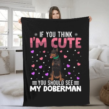 Discover Doberman Heart Valentine's Day Animal For Womens Fleece Blankets