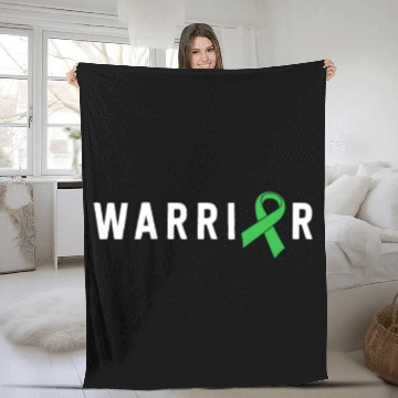 Discover Mental Health Warrior Green Ribbon Awareness Fleece Blankets