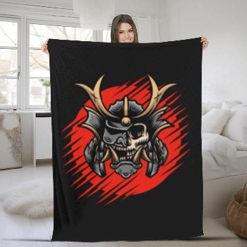 Discover Bushido kabuki samurai japan graphic devil mask Fleece Blankets