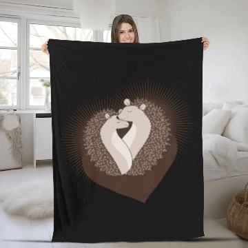 Discover enchanting sweet hedgehog couple with heart Fleece Blankets