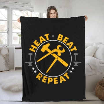 Discover Forging Heat Beat Repeat Iron Worker Blacksmiths Fleece Blankets
