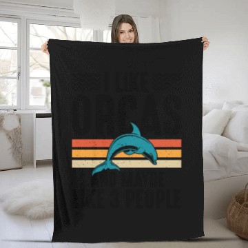 Discover I Like Orcas and Maybe 3 People, Orca Killer Whale Fleece Blankets