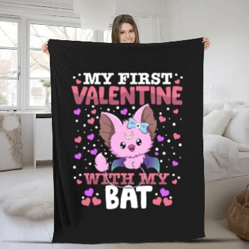 Discover My First Valentine With My Bat Animal Heart Couple Fleece Blankets