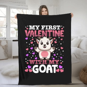 Discover My First Valentine With My Goat Animal Heart Fleece Blankets
