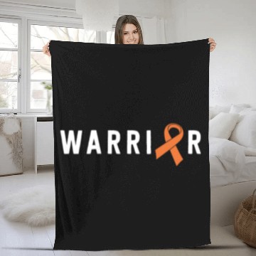 Discover Leukemia Warrior Lymphoma Cancer Orange Ribbon Fleece Blankets