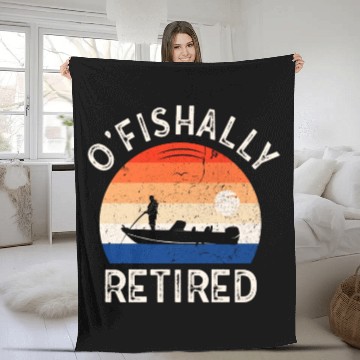 Discover Ofishally Retired Fishing Retro Retirement Fishing Fleece Blankets