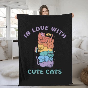 Discover In love with sweet cats LGBTQ Fleece Blankets
