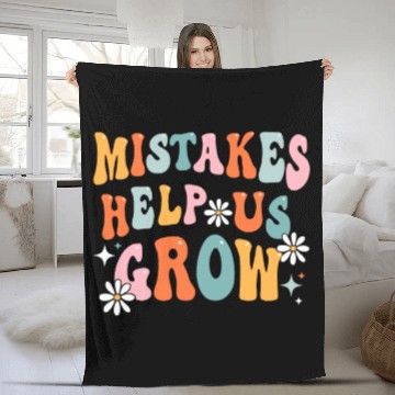 Discover Groovy Growth Mindset Positive Retro Teacher Back Fleece Blankets