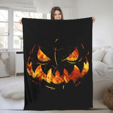 Discover Spooky Halloween pumpkin Fleece Blankets