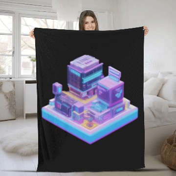 Discover Future Modern City Colorful Fleece Blankets