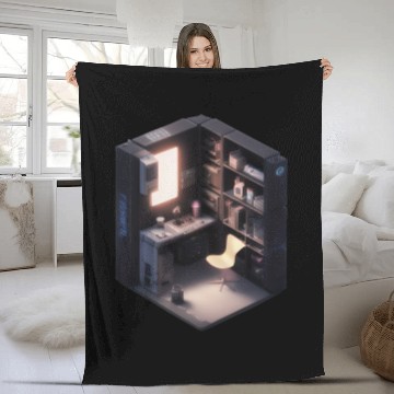 Discover Cube Room Print - For Fans of Geometric and 3D Art Fleece Blankets