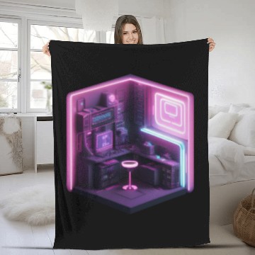 Discover Isometric Modern Room Cube Fleece Blankets
