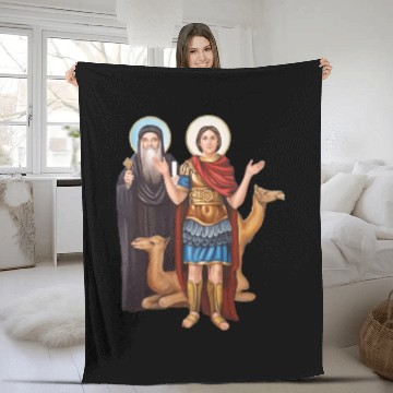 Discover Pope Kyrillos and saint Mina. Coptic church. Fleece Blankets