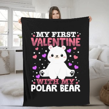 Discover My First Valentine With My Polar Bear Animal Heart Fleece Blankets