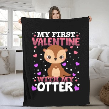 Discover My First Valentine With My Otter Animal Heart Fleece Blankets