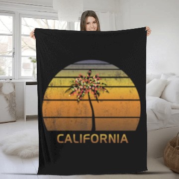 Discover Retro California Christmas Family Vacation Fleece Blankets