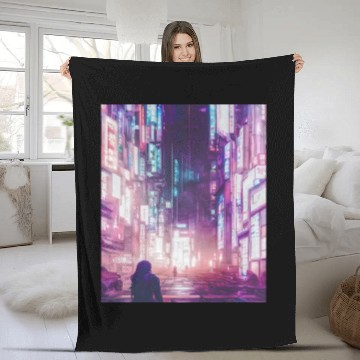 Discover Cyberpunk Vaporwave Anime Japan Cyber aesthetic Fleece Blankets