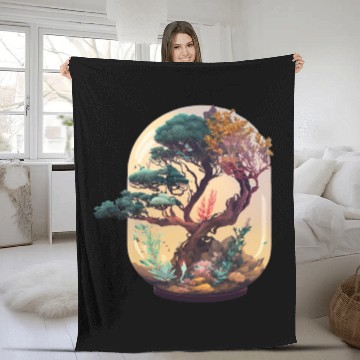 Discover Bonsai Tree Terrarium Fleece Blankets