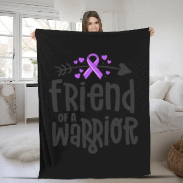 Discover Friend Of A Warrior Purple Awareness Ribbon Fleece Blankets