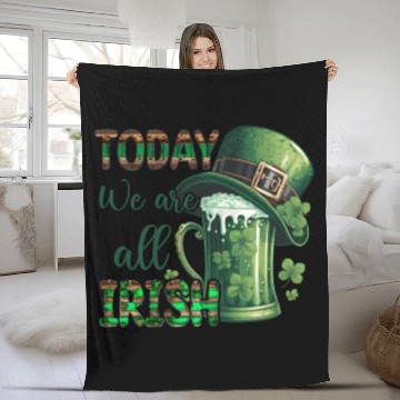 Discover Mens St Patricks Day All Irish Green Shamrock Fleece Blankets