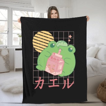 Discover Strawberry Milk Frog Japanese Fleece Blankets