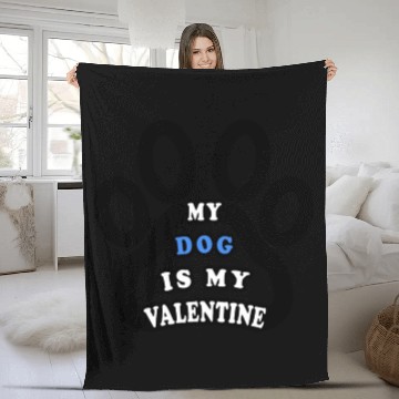 Discover My dog is my valentine Fleece Blankets