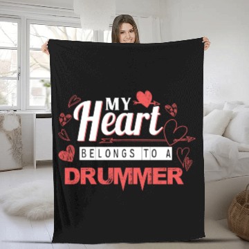 Discover My Heart Belongs to Drummer Valentines Day Gift Fleece Blankets