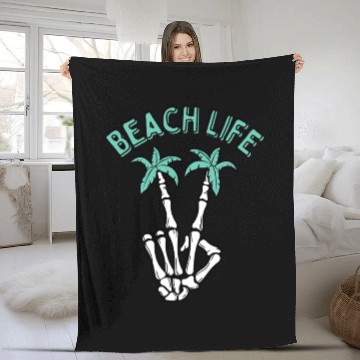 Discover Beach Life Peace Streetwear Fleece Blankets
