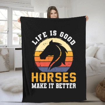 Discover Cool Retro Vintage Horse Pony Hanoverian Gift Fleece Blankets