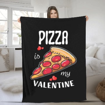 Discover Pizza is my Valentine Fleece Blankets