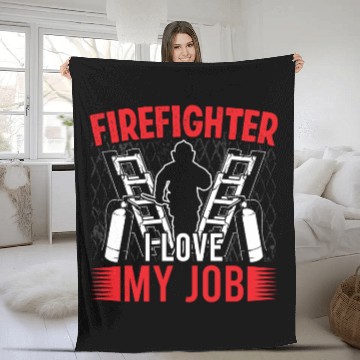 Discover Firefighter i love my job fireman fire department Fleece Blankets