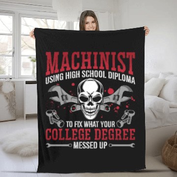 Discover Machinist Using High School Diploma Lathe Operator Fleece Blankets